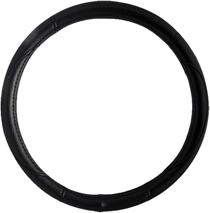 Ergonomic Grip Steering Wheel Cover - Leather Performance Grip for Standard Size Wheels 14.5-15 inch Black