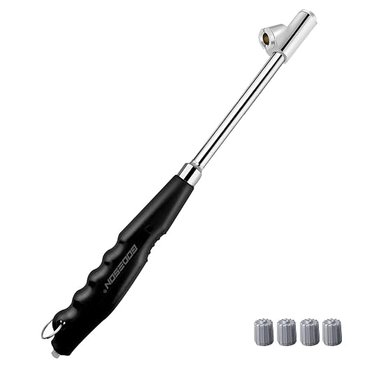 Tire Pressure Gauge - Silver Dual Head Air gauges with PVC Handle, 10-150 PSI/10 Bar Dual Scale, 13.3" Extended for Car,Semi Trucks and Motorcycles,Analog Tire Pressure Checker in Dually Tires