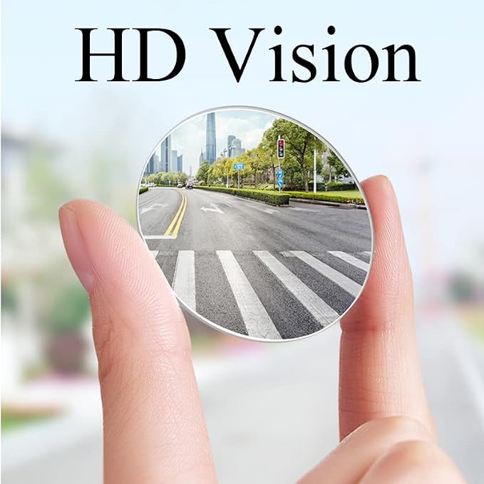 Side Rear View Blind Spot Mirrors 2" Round HD | Convex Glass Frameless design rearview Car Door mirrors | Perfect rearview for larger image and traffic safety. (2 pack)