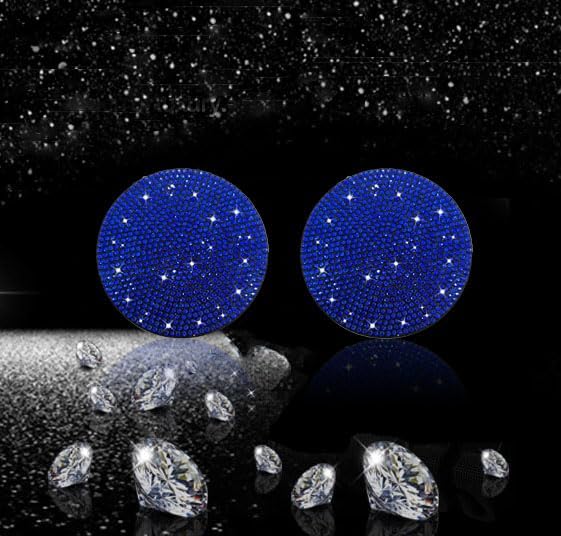 2pcs Bling Car Cup Holder Coaster, 2.75 inch Anti-Slip Shockproof Universal Fashion Car Coasters Insert Bling Crystal Rhinestone Automotive Interior Accessories for Women (2 pcs, Blue)
