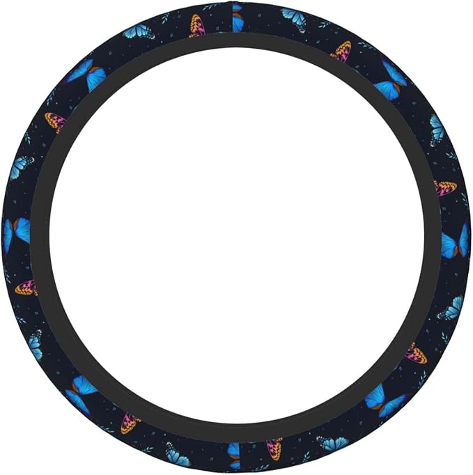 Fancy Butterflies Elastic Steering Wheel Cover Non-Slip Breathable Steering Wheel Protector Fit Auto, SUVs, Truck