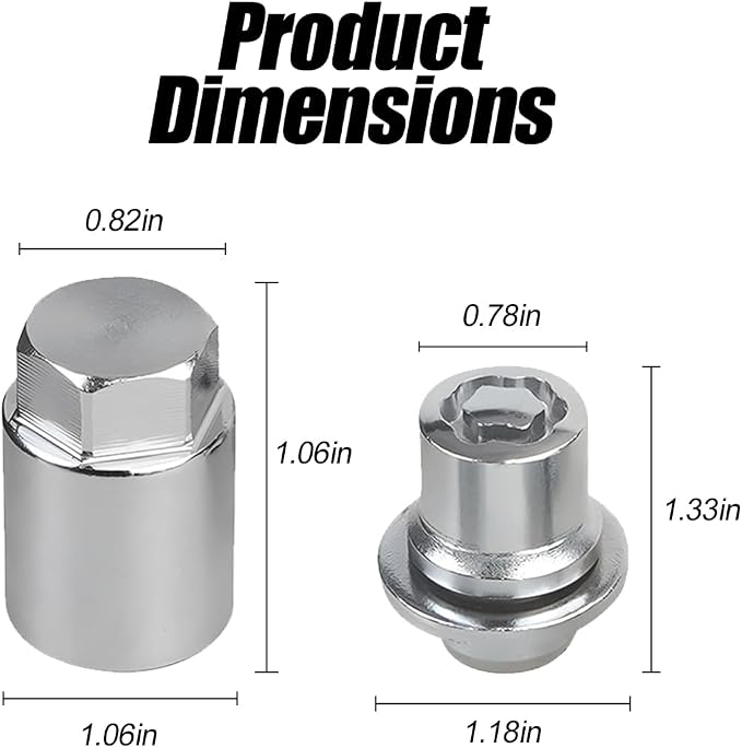 HZEL Car M12 x 1.5 Wheel Lock Lug Nut Set, Anti-Theft Chrome 4PCS Cone Seat Tire Locking Nut Kit with 1 Key, OEM#00276-00900 Automotive Replacement, Compatible with Celica ES330 ES350