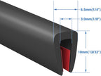 Rubber Edge Trim, Self-Adhesive Rubber Edge Protector for 1/8" Mirror and Flexiglass, EPDM Material, Fit 1/8"(3mm), Length 20 Ft, Black Color, U Channel Edge Trim