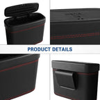 Car Trash Can with Lid, Car Trash Bin, Leakproof Vehicle Garbage Can with 30PCS Garbage Bags, Waterproof Auto Hanging Dustbin Storage Bag Container Accessories Fit SUV Office Home (Black-1PCS)