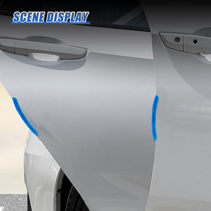 Craedli 4PCS Car Door Corner Edge Guards, Anti-Collision Auto Side Door Edge Trim Sticker, Universal Self-Adhesive Anti-Rub Vehicle Exterior Protector Decoration for SUV Pickup Truck (Blue)