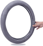 Car Steering Wheel Cover,14.5-15 Inch Gray Faux Suede Universal Memory Foam Auto Steering Wheel Covers Breathable Anti-Slip Odorless Steering Wheels Accessories for Men Women