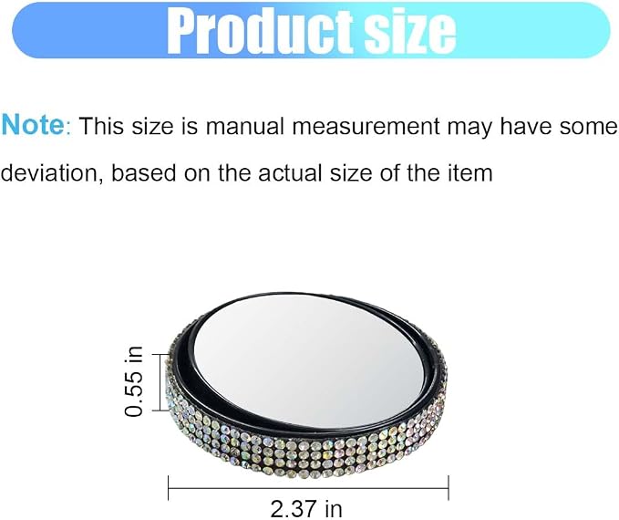 2PCS Automotive Rearview Mirror Blind Spot Mirrors - 2'' 360° Adjustable Bling Rhinestone Car Side View Mirror with Frame - HD Glass Round Wide View Angle Convex Mirrors for Car SUV Truck (Colorful)