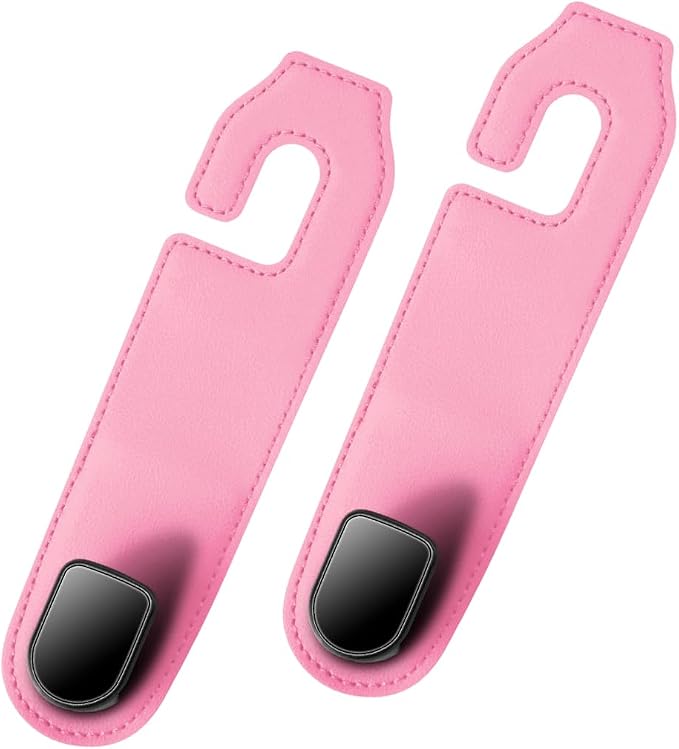 Car Seat Headrest Hook, 2PCS Vehicle Seat Back Hangers Organizer for Handbag Purse Coat, Automotive Interior Headrest Storage Hooks, Universal for SUV Automobile Truck (Pink)