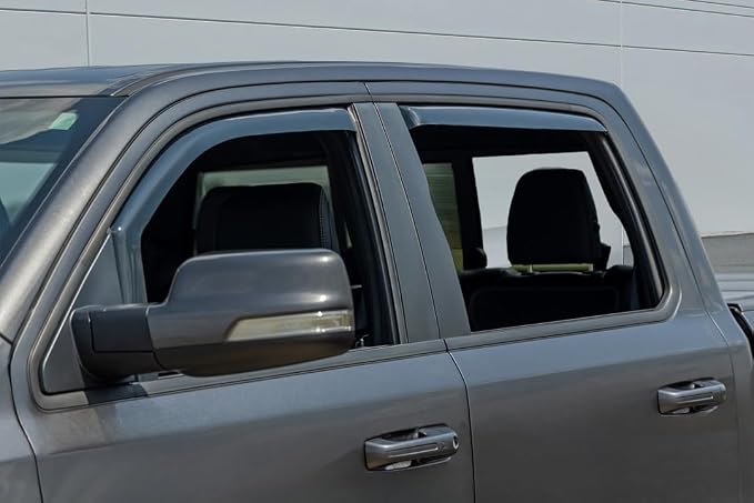 in Channel Window Visors Rain Guards for 2009-2018 Dodge Ram 1500 Crew Cab/Mega Cab,10-25 Ram 2500 3500 Crew Cab/Mega Cab,19-24 Ram 1500 Classic, 4PCS Window Vent Visors