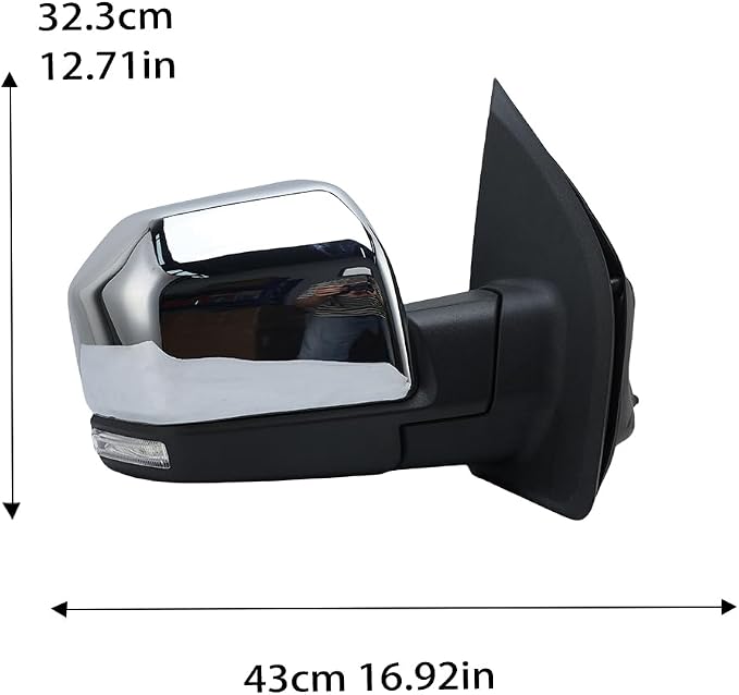16 Pins Right Chrome Side Mirror Assembly For Ford F-150 F150 2015-2020 | Power Folding, Heated, W/ Blind Spot, Memory, Passenger Side, FO1321529