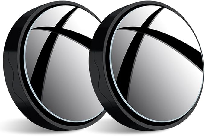2Pcs Blind Spot Car Mirror, Automotive Side Blindspot Mirror for Car, 2.2" Round Car Rearview Mirror Accessories 360 Degree Rotating Vacuum Suction Cup for Cars, Suv, Van and Trucks (Black)