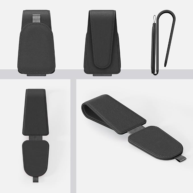 Sunglass Holder for Car Visor, Black, 2 Packs | Suede Cloth, Magnetic, Organizer for Car Accessories