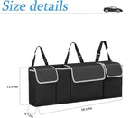 Car Trunk Organizer, Backseat Hanging Large Storage with Adjustable Straps, Waterproof Collapsible Cargo Bag with 4 Pockets, Sturdy Space Saver Frees Trunk Floor for SUV, Truck, MPV