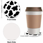 Black and White Cow Print Fuzzy Steering Wheel Cover for Women, Universal Auto Steering Wheel 14-15 Inch Soft Warm Car Interior Accessories with 2PCS Car Coasters, Suitable for Men and Women