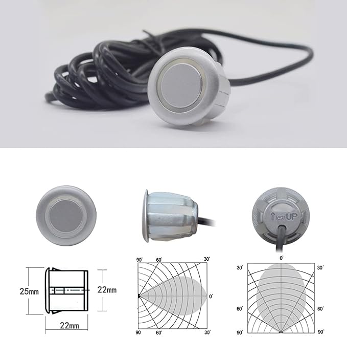 Car Parking Sensors Kit Reverse Radar parktronic System Auto Electronics Vehicle Back Assistant Reverse 8 Sensor (Grey)