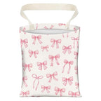 Cute Car Trash Can, Hanging Canvas Car Back Seat Organizer and Storage Bag, Funny Car Trash Bag for Travelling, Outdoor Cute Pink Bow
