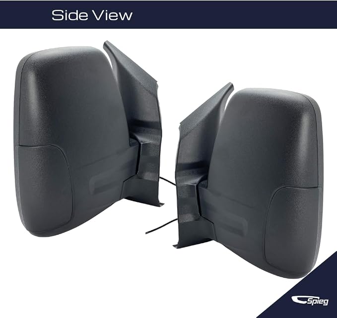 Side Mirror Set for 2015-2019 Ford Transit 150 250 350 HD Cargo Van | Pair Side View Mirror Assembly with Power Adjustment Non-Heated Short Arm | Textured Black 6 Pins FO1320551 and FO1321600