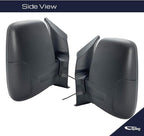 Side Mirror Set for 2015-2019 Ford Transit 150 250 350 HD Cargo Van | Pair Side View Mirror Assembly with Power Adjustment Non-Heated Short Arm | Textured Black 6 Pins FO1320551 and FO1321600