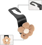 4PCS Car Headrest Hooks, Cute Flower Vehicle Seat Organizer Hooks for Purses and Bags, Portable Automotive Purse Hanger Holder Decoration, Universal for SUV, Sedan, Truck (Orange/Black)