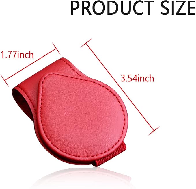 Magnetic Sunglass Holder for Car Visor,PU Leather Car Sunglass Holder Organizes Glasses Tickets Cards & Keeps Car Tidy,Universal Car Accessories Interior (Red)