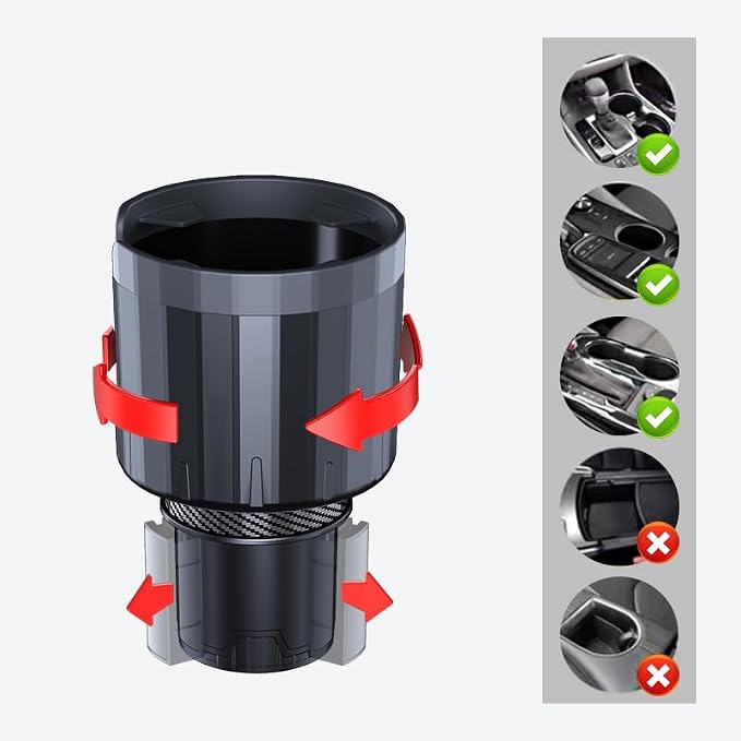 Car Cup Holder Expander, Universal Cup Holder Expander with Adjustable Base, Cup Holder Insert for 10-46 OZ Bottles, Cups, Extra Automotive Cup Holder for Car Fits for Yeti, Hydroflask