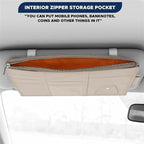 Car Sun Visor Organizer (Beige) | Multi-Pocket Net Zipper Case for Cash, Card, Pen & Sunglass | Visor Organizer Storage Pouch | Interior Accessories with Pocket for Car & Truck | Small