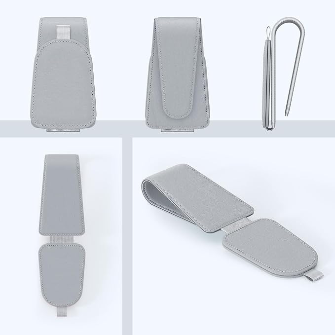 Sunglass Holder for Car Visor, Light Gray, 2 Packs | Suede Cloth, Magnetic, Organizer for Car Accessories
