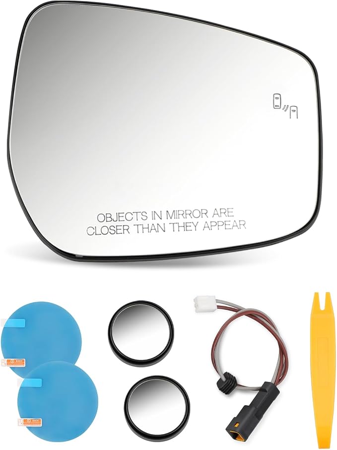 Passenger Side Mirror Glass with Blind Fit for Nissan LEAF 2018-2025 | Heated, with Blind Spot, Fit for Nissan Kicks 2018-2024, Fit for Nissan Versa 2020-2026, Replace 963655SA0A