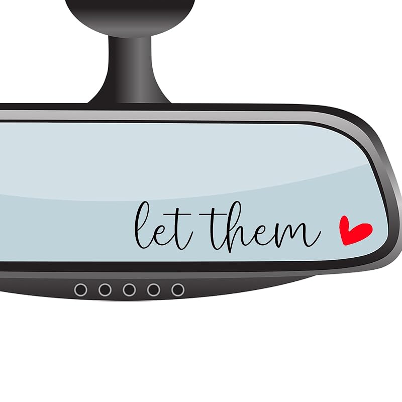 4 x Let Them Mental Health Awareness Rear View Mirror Sticker,Affirmation Mirror Stickers,Car Rearview Mirror Decal,Car Accessories For Women,Water Bottle Laptop Bumper Tumblers Vanity Mirror Decal