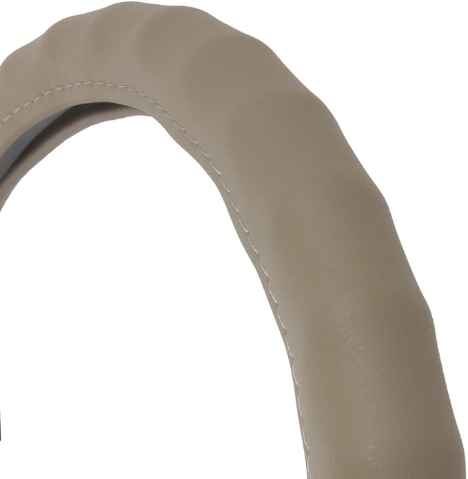 Ergonomic Grip Steering Wheel Cover/Protector for Small Size Steering Wheels in Cars, SUVs, Boats (13.5-14.5") (Genuine Leather (Beige))