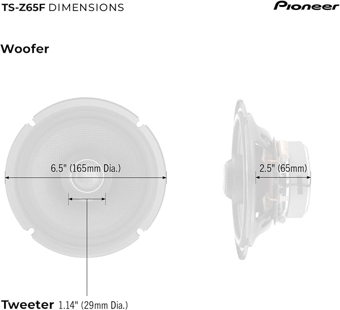 Z-Series TS-Z65F 6.5” 2-Way Speakers (Pair) – 330W Max, Balanced Sound + Smooth Treble, Audiophile Upgrade, add an Amplifier for Optimal Performance