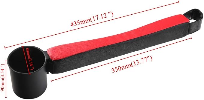 2 Prices Car Seat Gap Filler Pad PU Leather Console Side Pocket Organizer and one Cup for Cellphone Wallet Coin Key (Black+Red)