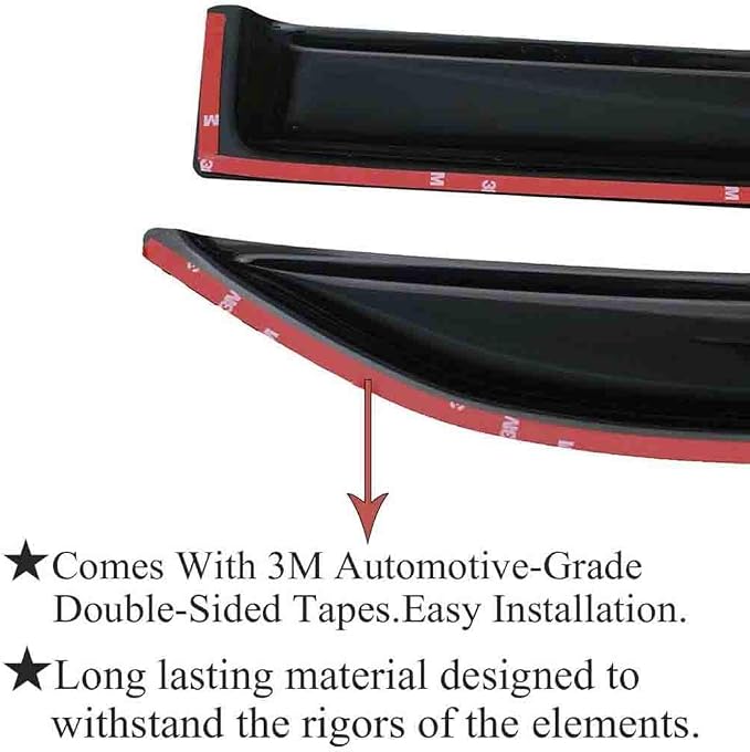 94515 Side Window Visor Rain Guards for 07-14 Chevy Silverado 1500 & GMC Sierra 1500 2500HD 3500HD Crew Cab/Avalanche/Suburban/Yukon XL Wind Deflectors Windnow Shade Vent Sun Visors 4PCS
