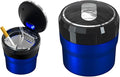 Car Ashtray with Lid, Easy Clean Up Detachable Smokeless Ashtray with LED Blue Light, Portable Mini Ash Tray Cup Holder for Car Home Office Travel, Interior Auto Accessories (Blue, Small)