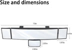 Car Rear View Mirror, 15 Inch Panoramic Vehicle Convex Rearview Mirror, Clip-on Automotive Large Wide Angle Extended Rear View Mirror Accessories, Universal for SUV, Truck, RV