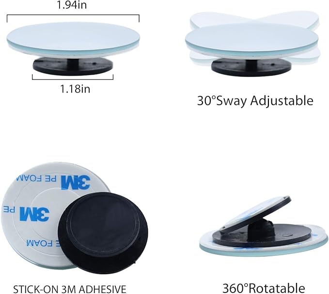 Blind Spot Mirror, Fan Shaped, 2 Pack | HD Glass Convex Rear View, 360 Degree Adjustable, Frameless, For Cars, Vans, SUVs and Trucks