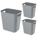 Plastic Small Bathroom Trash Can Wastebasket, 3.5 Gallon, Grey, 3 Pack | Compact Sturdy Garbage Can for Bathroom, Laundry Room, Kitchen, Office, Kids Room, Dorm, Durable, Easy to Clean