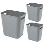 Plastic Small Bathroom Trash Can Wastebasket, 3.5 Gallon, Grey, 3 Pack | Compact Sturdy Garbage Can for Bathroom, Laundry Room, Kitchen, Office, Kids Room, Dorm, Durable, Easy to Clean