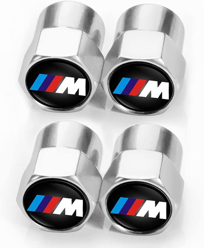 Aluminum Alloy Car Tire Valve Stem Caps Compatible with BMW M M2 M4 M5 M6 M8 X1 X2 X3 X5 X6 M135i M240i Z4 328i X7 Anti-Corrosion Dustproof Car Wheel Men and Women Gift Car Accessories (Silvery)