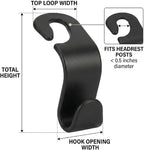 4 Pack Car Seat Headrest Hooks - Universal Back Seat Hanger for Purses, Grocery Bags, and Handbags - Stylish Black Car Organizer Hooks for Interior Storage, Easy Installation, Fits Most Vehicles