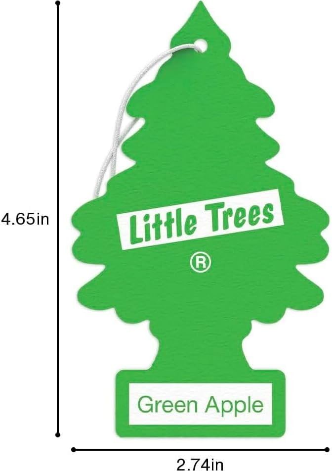 Car Air Freshener | Hanging Paper Tree for Home or Car | Green Apple | 6 Pack