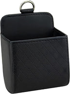YoRise Car Air Vent Storage Bag, PU Leather Auto Hanging Storage Pouch with Hook, Portable Car Console Organizer, Vehicle Dashboard Organizer Accessories for Key, Cell Phone, Coin, Sunglasses (Black)
