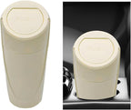 Car Trash Can Bin with Lid, Mini Vehicle Cup Holder Organizer Leakproof Garbage Bin, Waterproof Cup Type Trash Can Multi-Function Storage Container for RV Home Office (Beige)