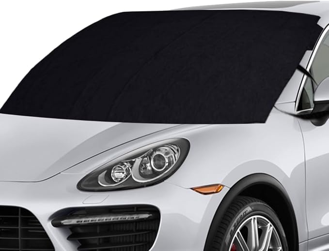 Car Front Windshield Snow Cover, 74×66 Inch Anti Ice Frost Windshield Protector, Windproof Oxford Front Window Cover, Winter Car Accessories for Cars, Trucks, SUVs, Lorries (Front Cover)
