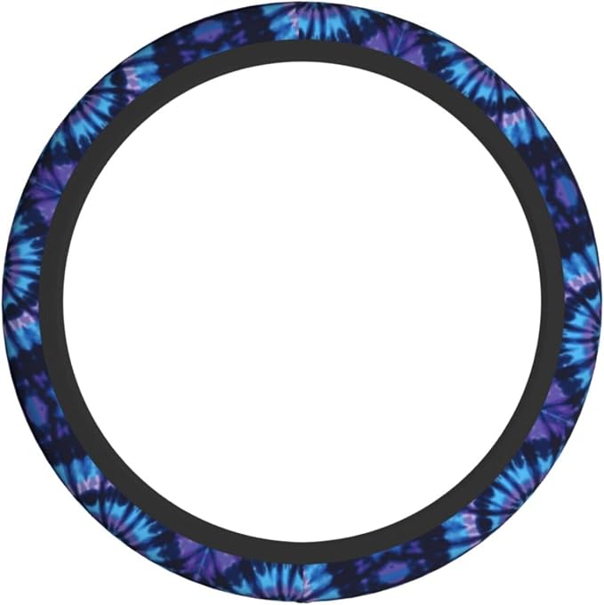 Tie Dye Blue Purple Steering Wheel Cover Car Accessories Cute for Women Girls Girly Universal 15 Inch Neoprene Auto Interior Decor Anti Slip Car Truck Protector
