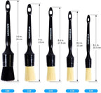 MVEQRRN 5pcs Car Detailing Brush Set, Boar Hair Car Detailing Brushes, Ultra Soft Scratch-Free Car Interior Detail Brush for Leather Seats,Detail Brushes Car Detailing for Interior Exterior.