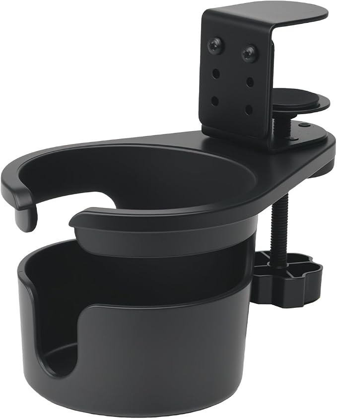 360° Rotating Cup Holder Under Desk Anti Spill Space Saving for Home Office Camping for Mugs, Glass, Heavy Drink