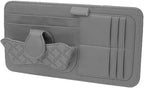 Car Sun Visor Organizer, Leather Multi-Pocket Auto Visor Storage Pouch for Sunglasses Cards License, Waterproof Car Interior Space-Saving Accessories, Universal for Most Cars (Gray)