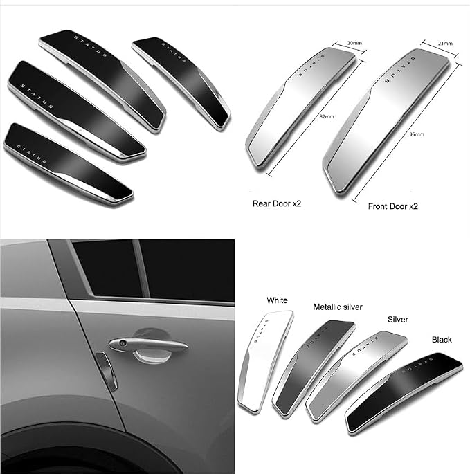 DEAD SKIN 4 Pcs High Glossy Slim Door Edge Guards Bumper Protector Trim Guard Sticker Molding for Motors Auto Vehicle Color Metalic Silver