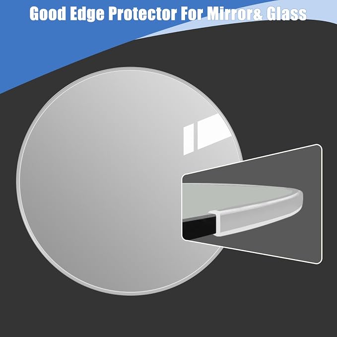 Clear Rubber Edge Trim, Self-Adhesive Silicone Edge Trim, Edge Protector for Sheet Metal, Glasses or Flexi Glasses, Silicone Rubber Material, Transparent Color, Fit 1/4"(6mm), 10Ft